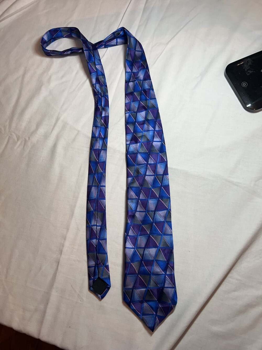 J. Garcia Blue Mountain Collection Thirty-Two Geometric Silk Necktie